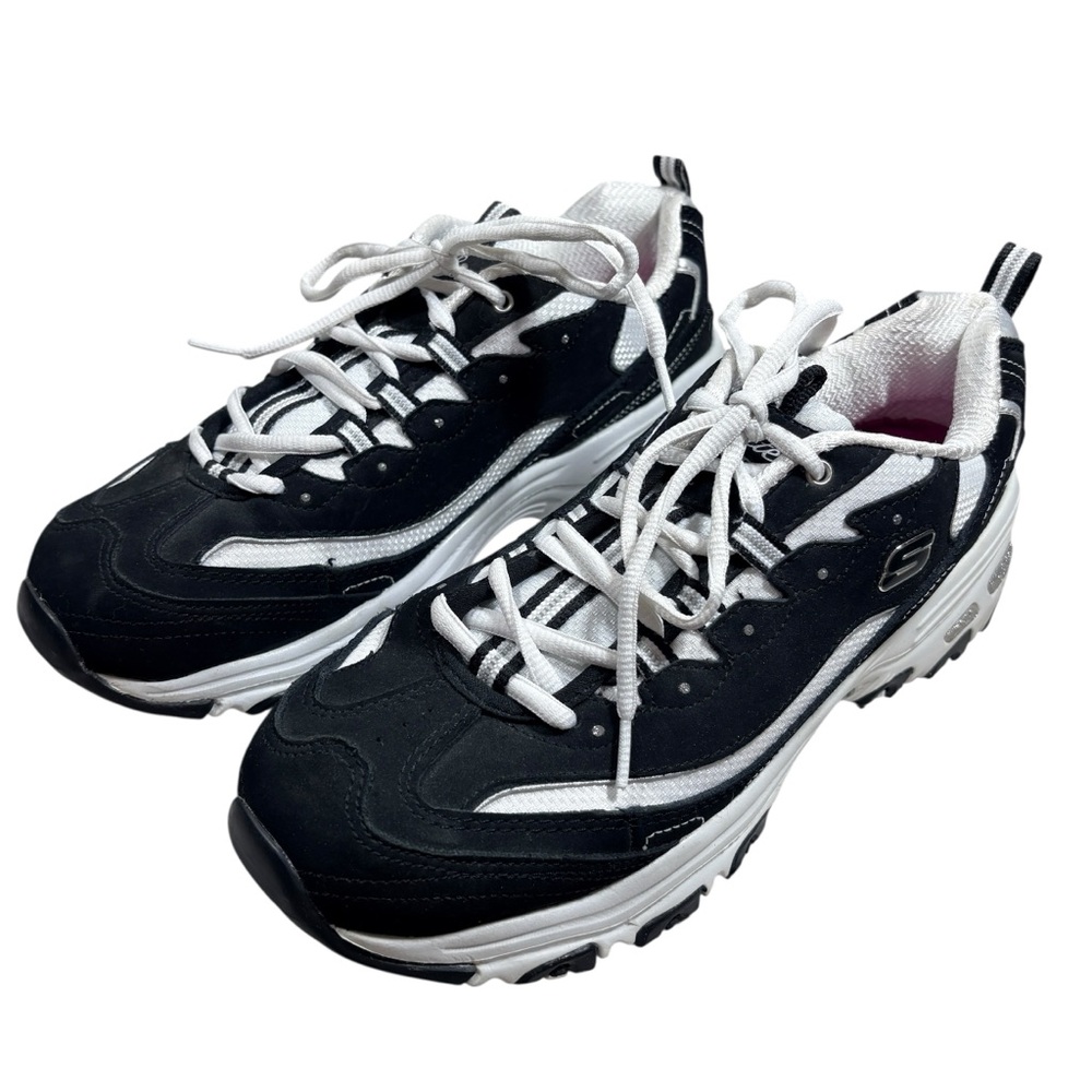 Skechers D Lites Biggest Fan Black White Low Top Sneakers 11
